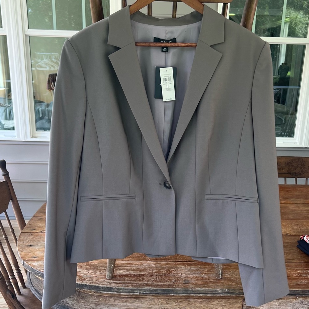 NWT Ann Taylor Taupe Gray Suit Jacket Blazer Size 18